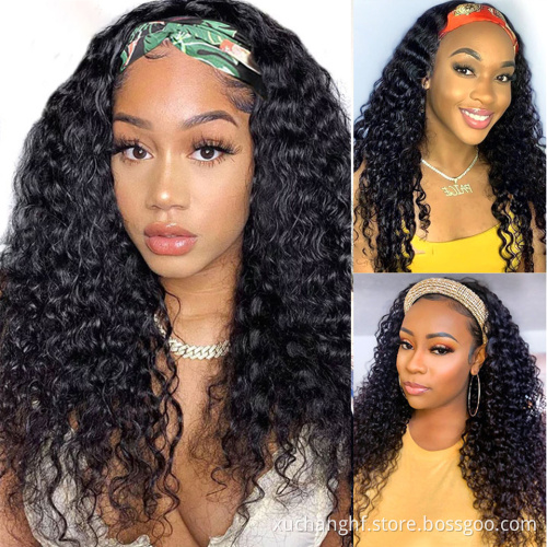 Headband Wigs Wholesale Price Scarf Perruque Bandeau Headband Wigs For Black Women Water Wave Gluess Headband Wigs Human Hair